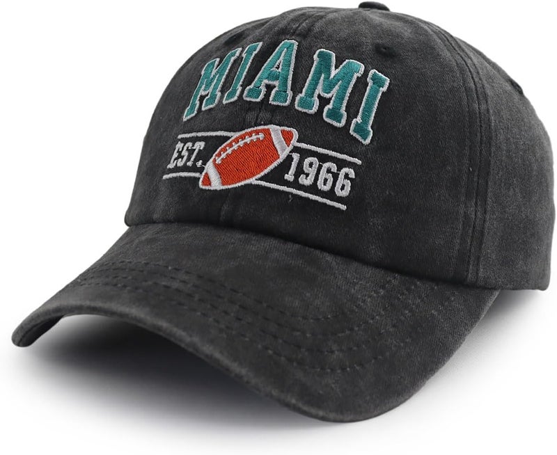 Terojnkl Embroidered City Football Hat for Men Women, Adjustable Unisex Cotton Fans Baseball Cap - Image 2